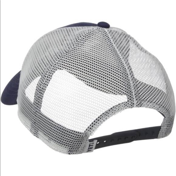 YETI Coolers Mesh Back Hat Snap Back navy dark blue ball cap baseball logo - Picture 2 of 10